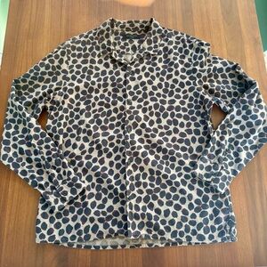 AllSaints Men’s Waka Abstract Leopard Print Shirt Tan Black Oxblood | XXL